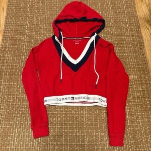 Tommy Hilfiger Women's Red V-Neck Sweater